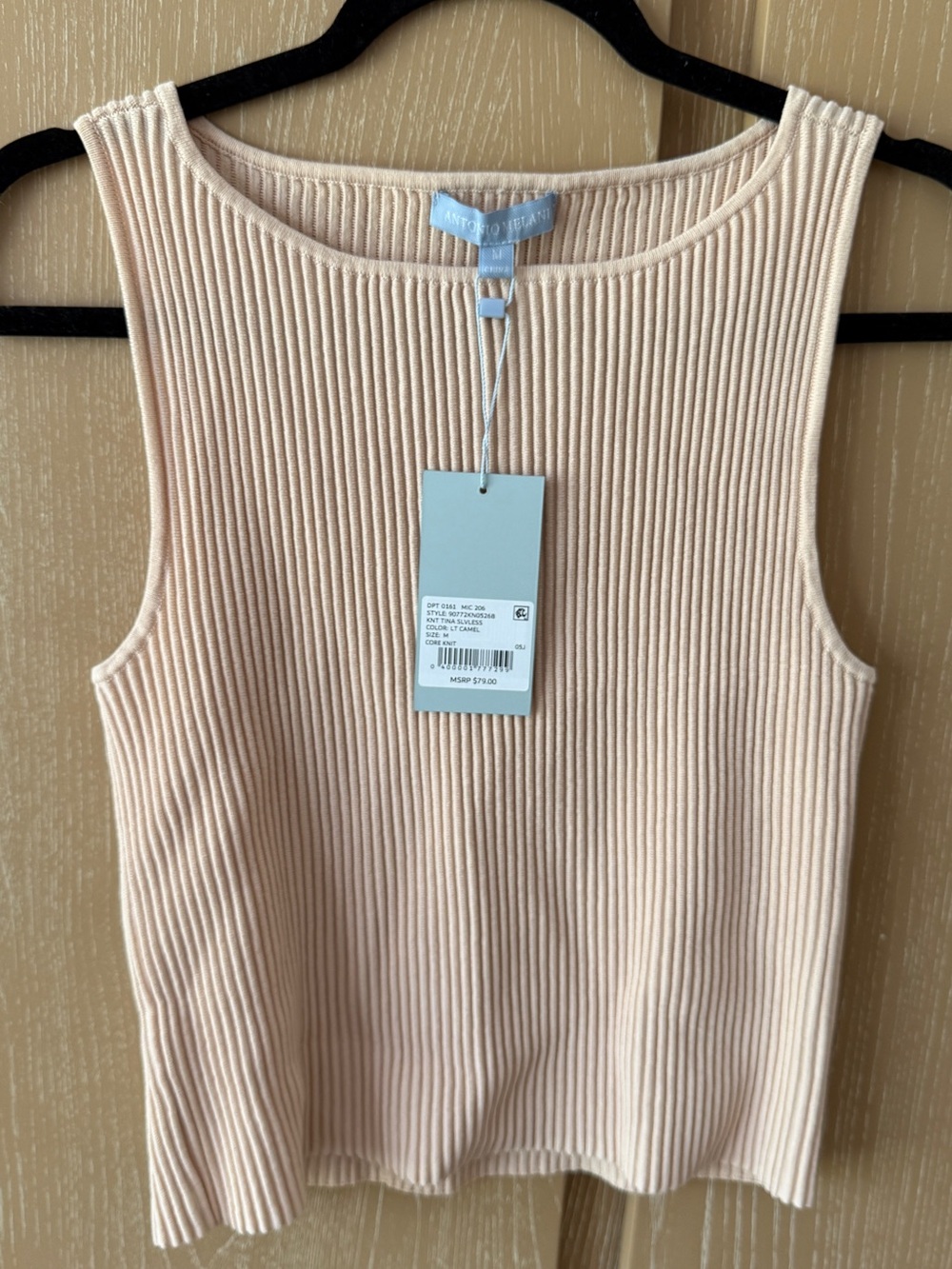 ANTONIO MELANI Ribbed Sleeveless Tank Top - Blush Pink
